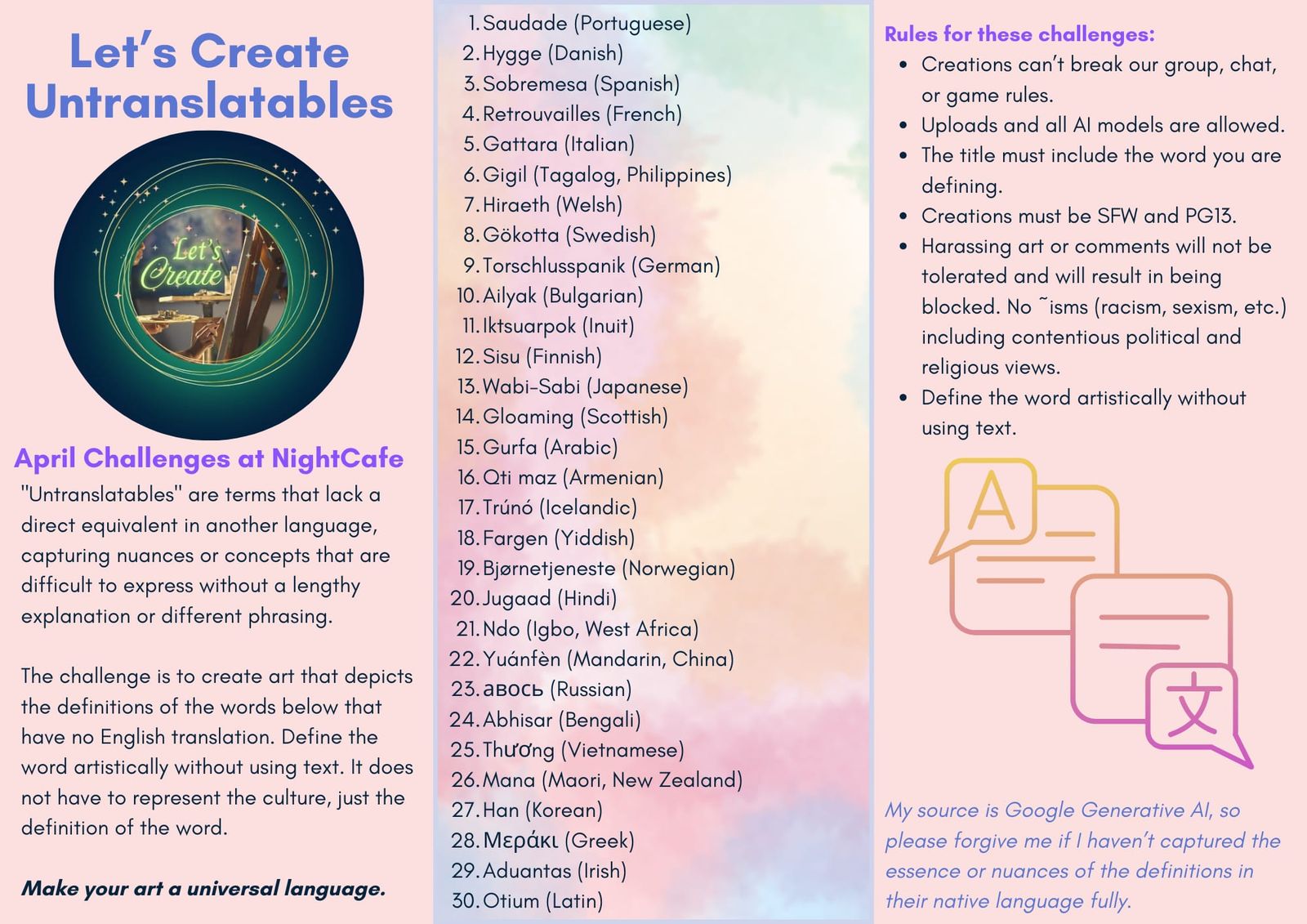 Let's Create Untranslatables