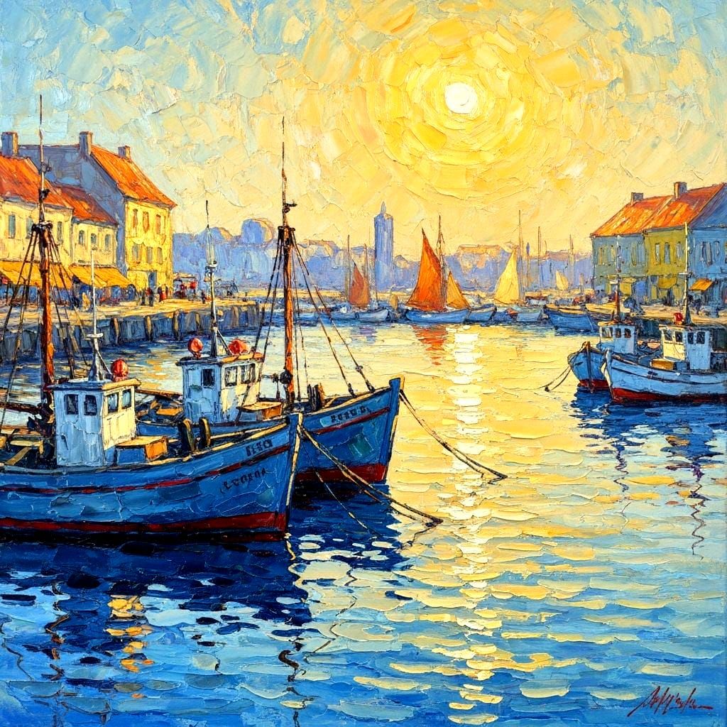 Impasto style Spring morn over the harbor.  by @Suz