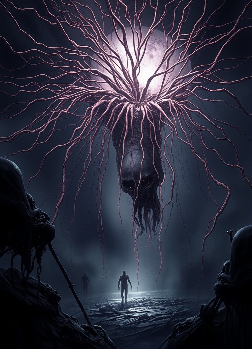 Surrealist oil painting. Close up shot. A digital face melts into a swirling vortex of static and code, with vibrant color shifts and visual...