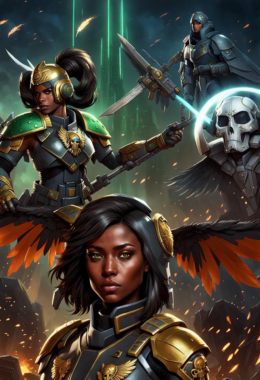 Warhammer 40k, Space Marine, futuristic warrior, Lashana Lyn...