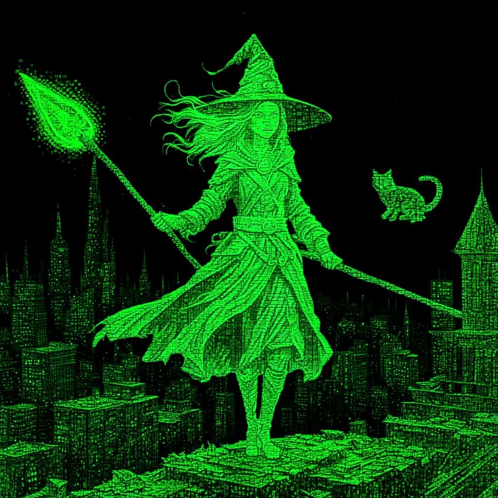 A witch inside a digital world