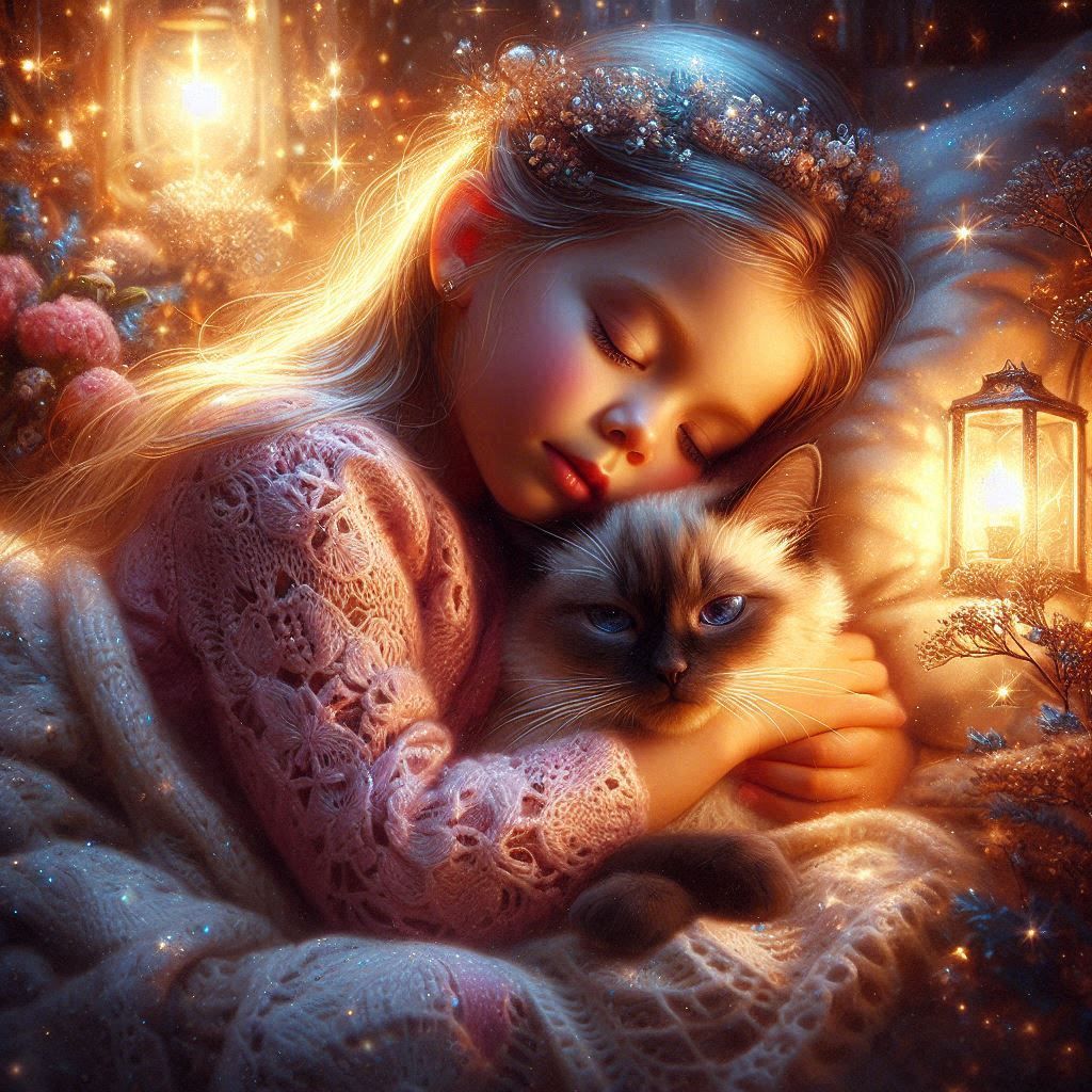 Cute girl and her cat  by @undefined