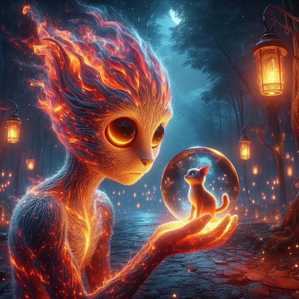 Man of Fire in enchanted forest