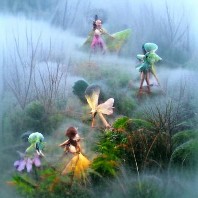 fairies in the misty morning 