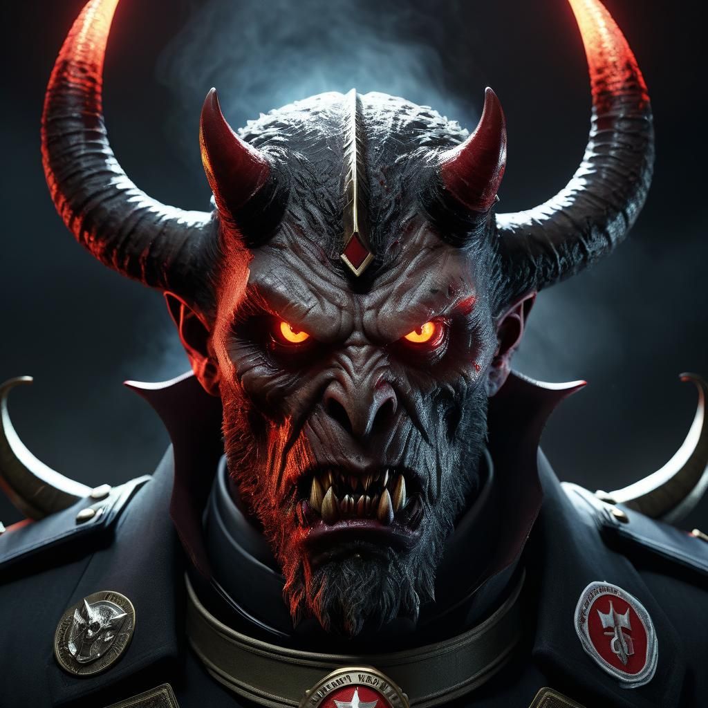 Demonic Monster with Devil Horns