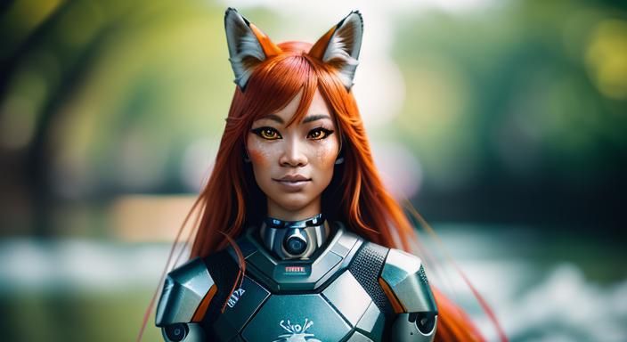 Cyborg Fox, Goddess, 

river ,

Professional photography, bo...