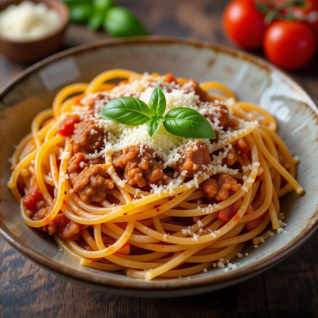 Whimsical Spaghetti Cityscape in a Pasta Bowl