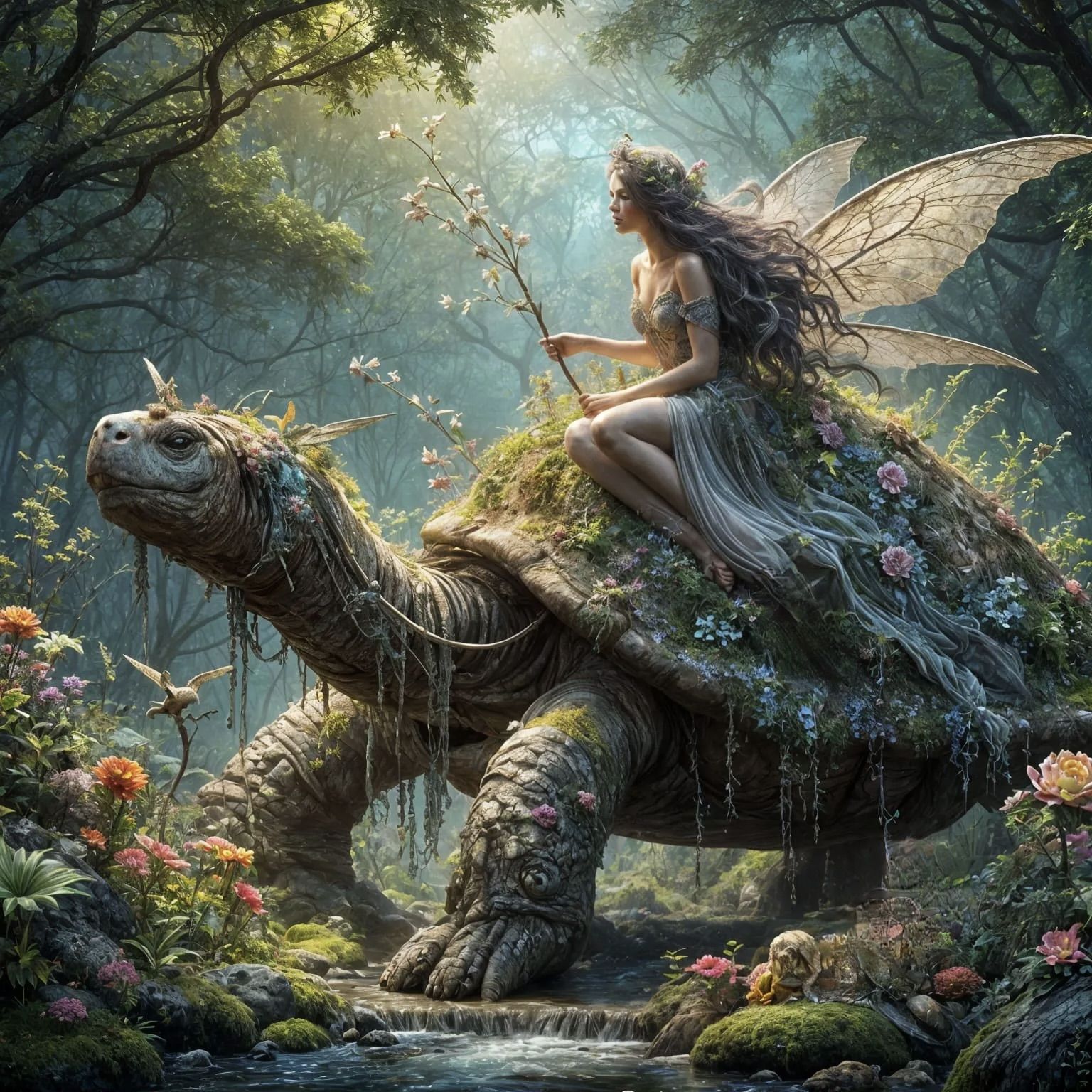 Fairy riding Turtle