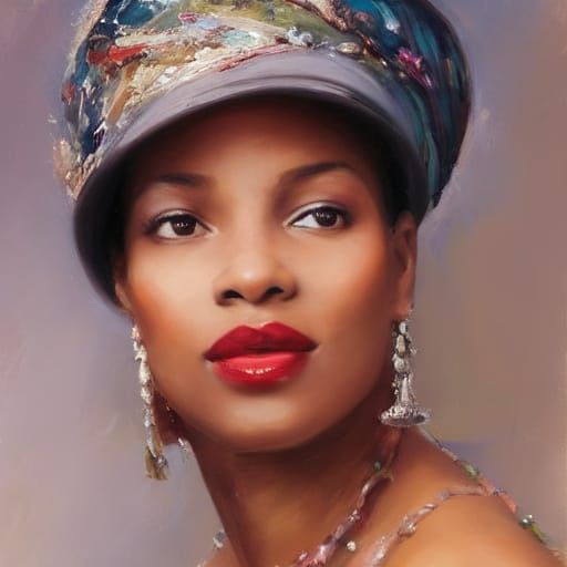 Elegant Portrait of a Woman in Neo-Impressionist Style