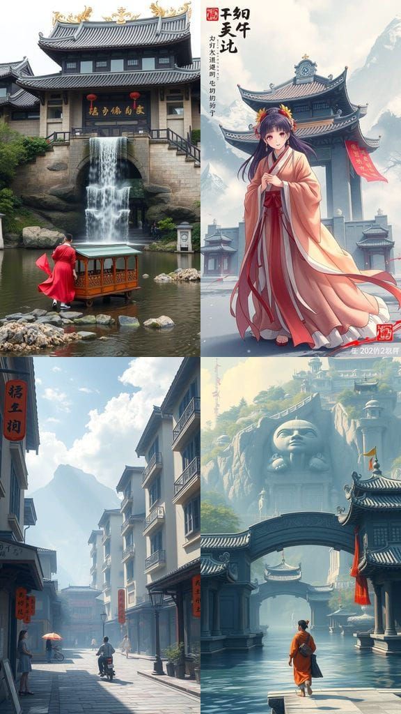 Anime Style Girl Dancing in Expansive Meadow