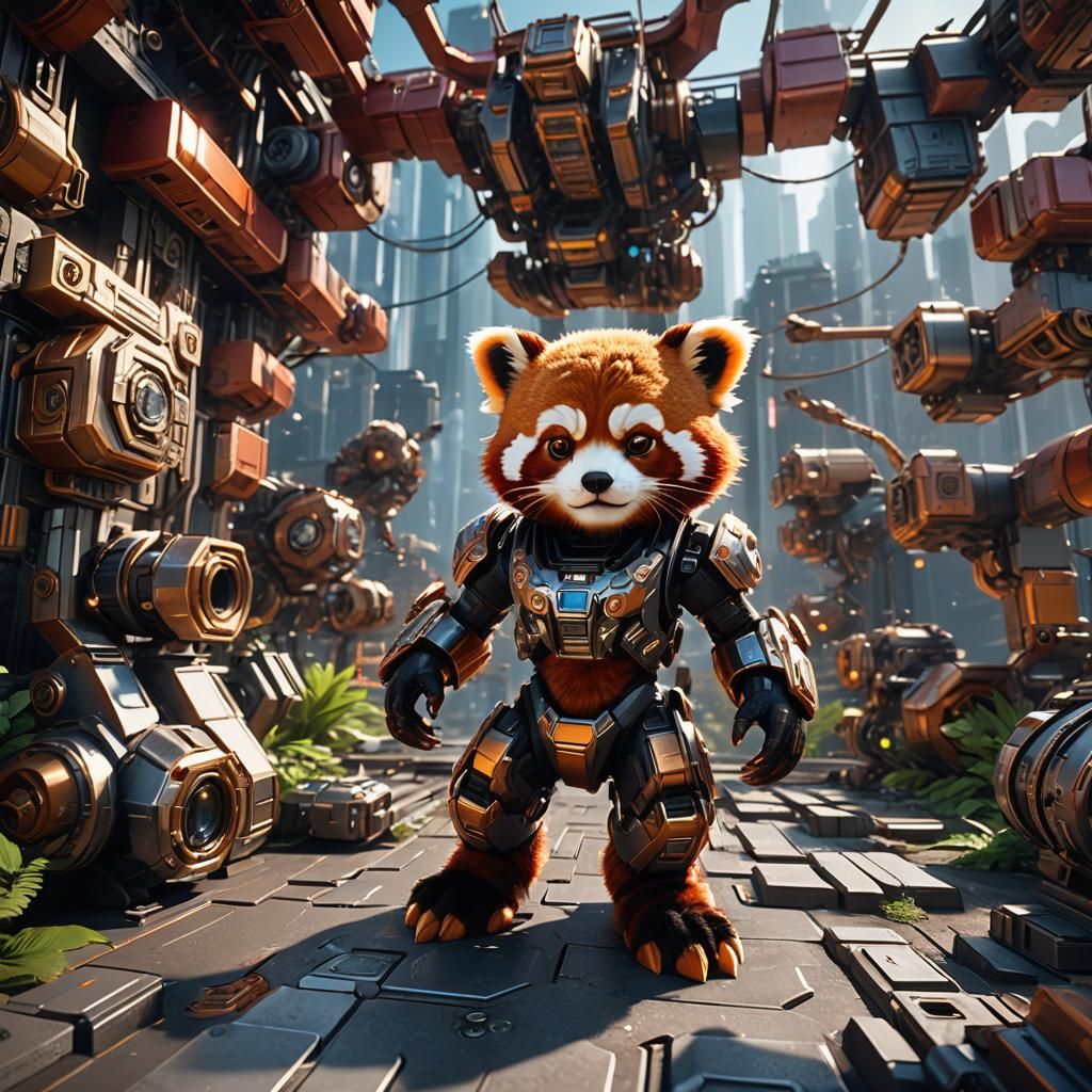 Cyborg red panda