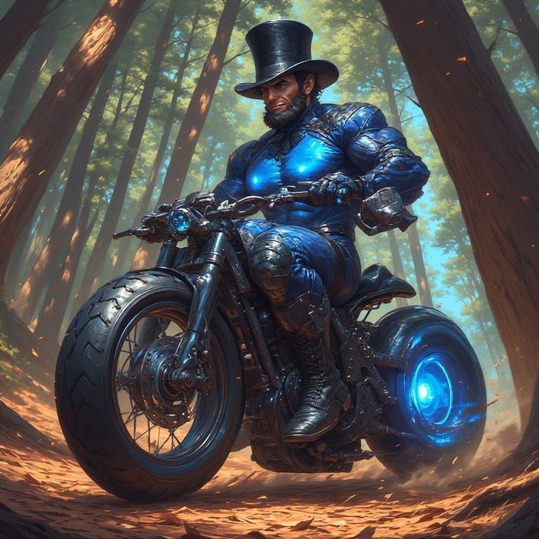 Motorcycle Lincoln Wearing Futuristic Bio Suit