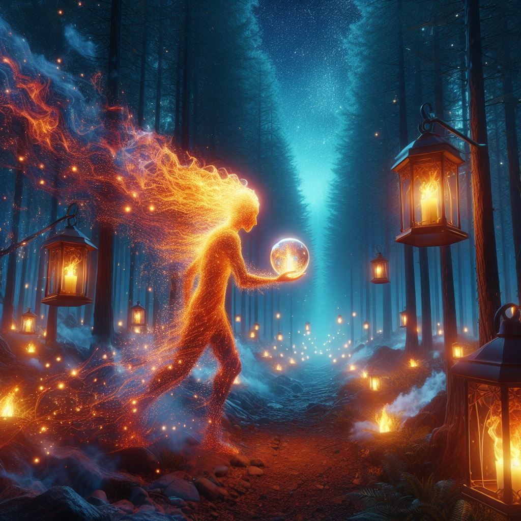 Man of Fire in enchanted forest