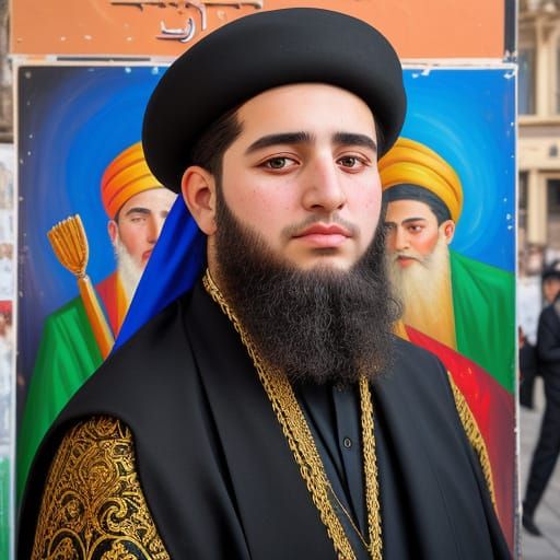 Orthodox Jewish Man Posting Flyers in Bnei Brak