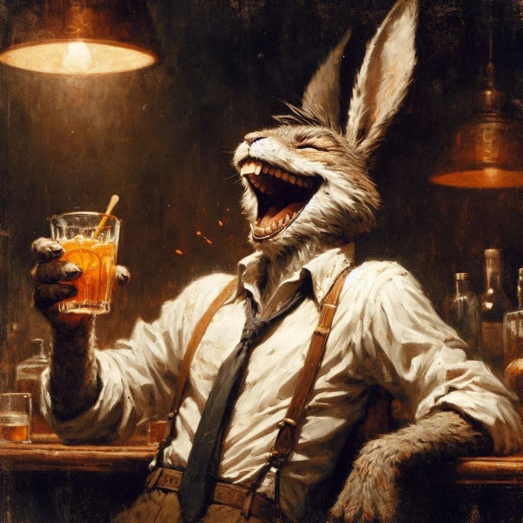 Laughing bunny during the carrot juice prohibition