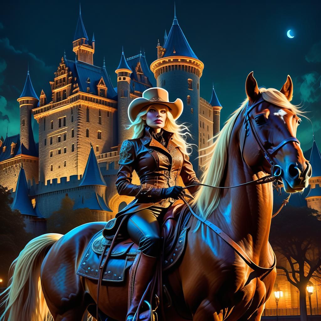 A mysterious shadowy creation: A beautiful steampunk blonde ...