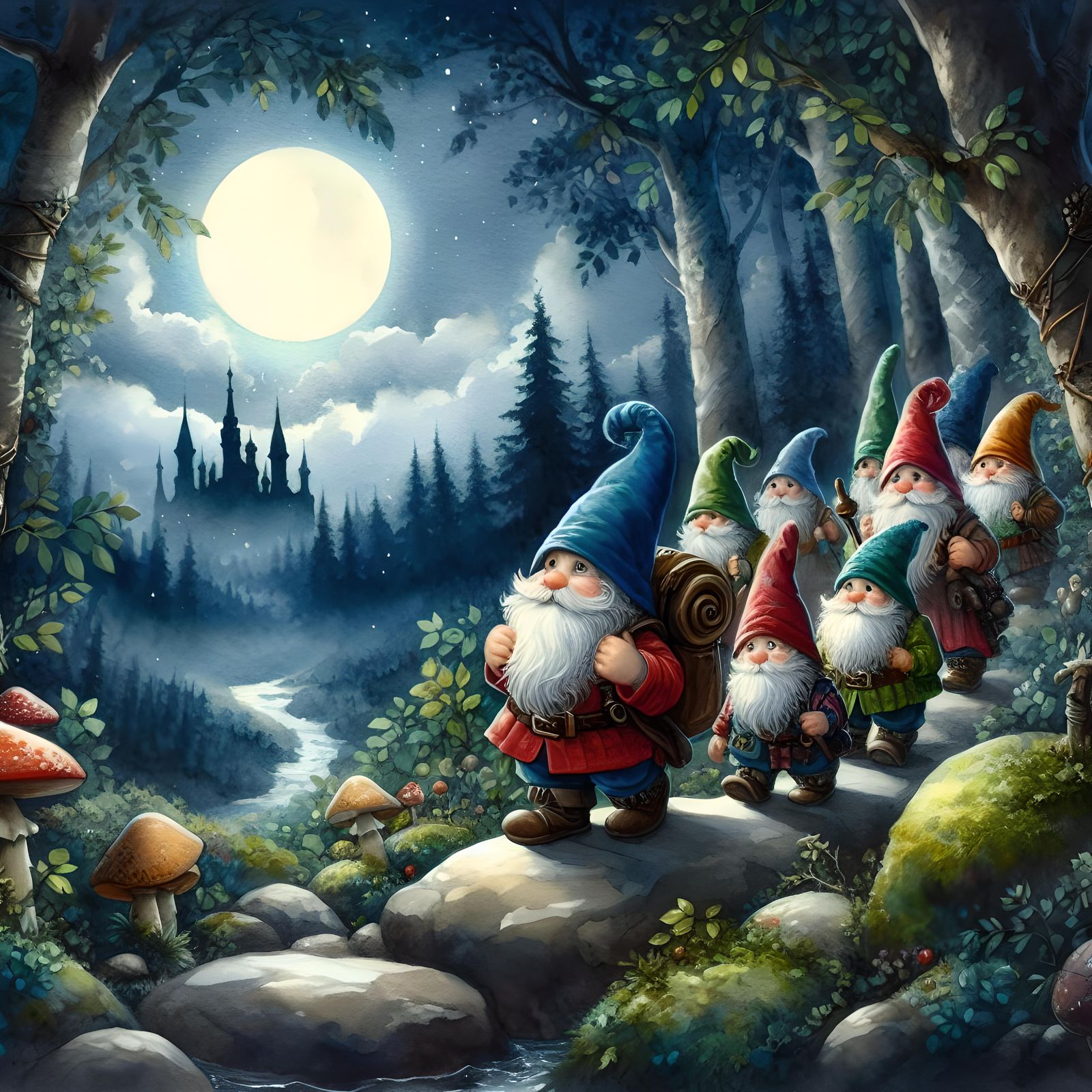 Gnomes' Moonlit Adventure