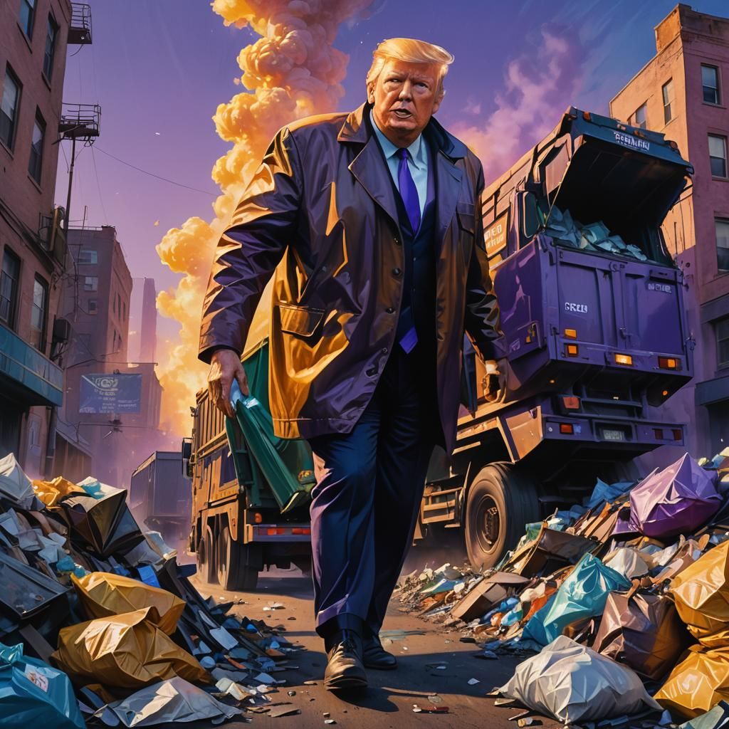 Trump Emerges Waving, Syd Mead Style Matte Painting