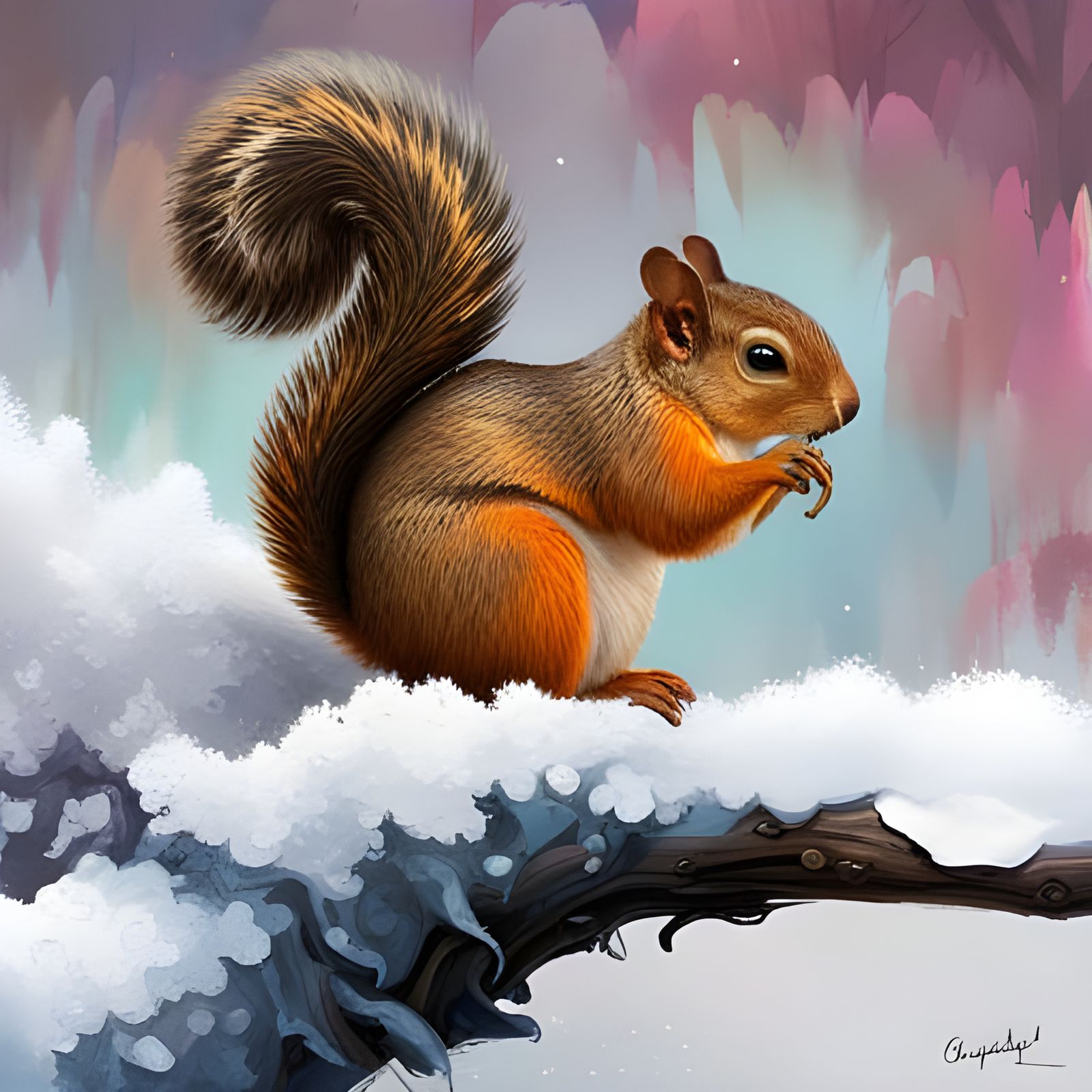 Squirrel and the first snow