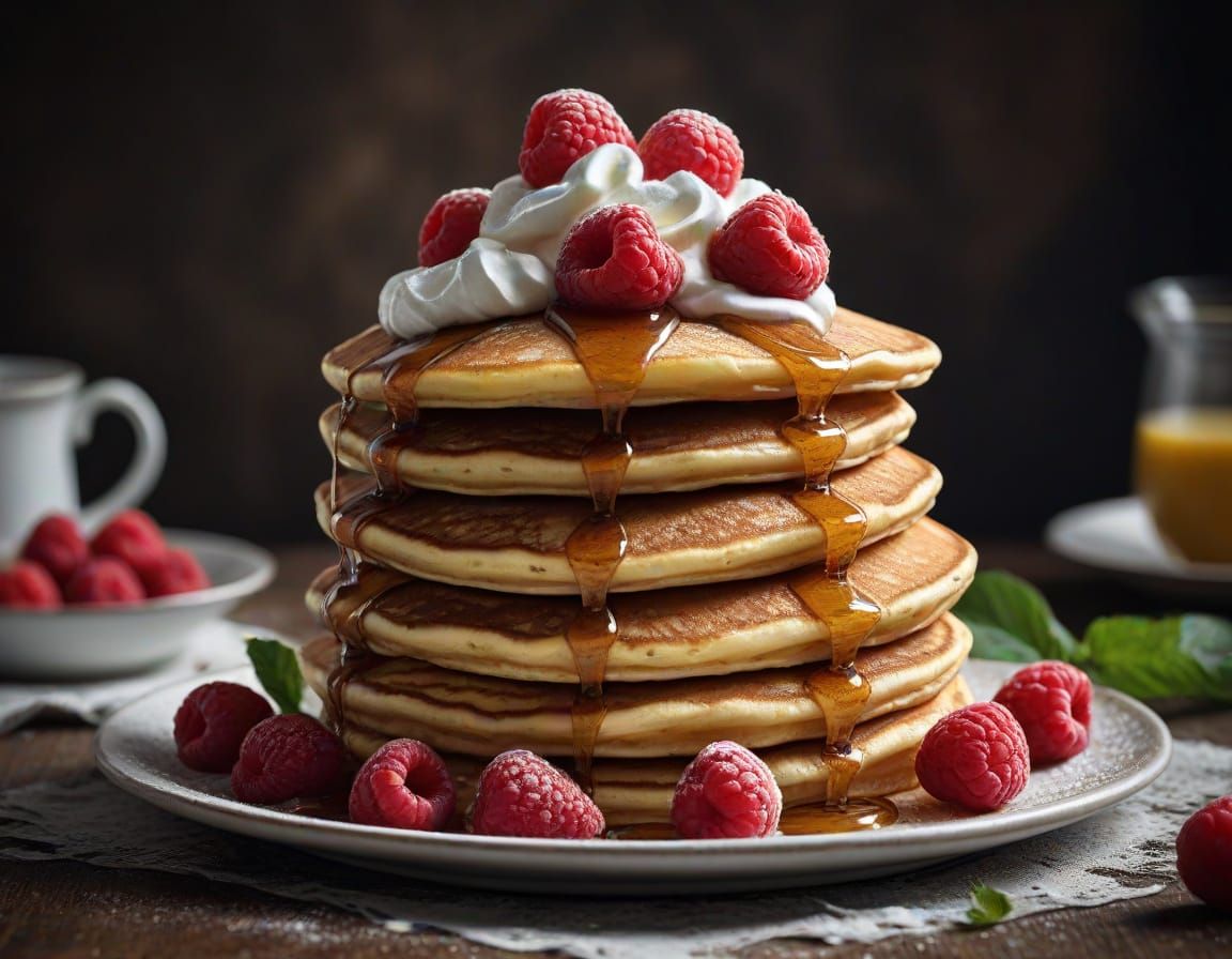 stack of fluffy pancakes  by @Sasha