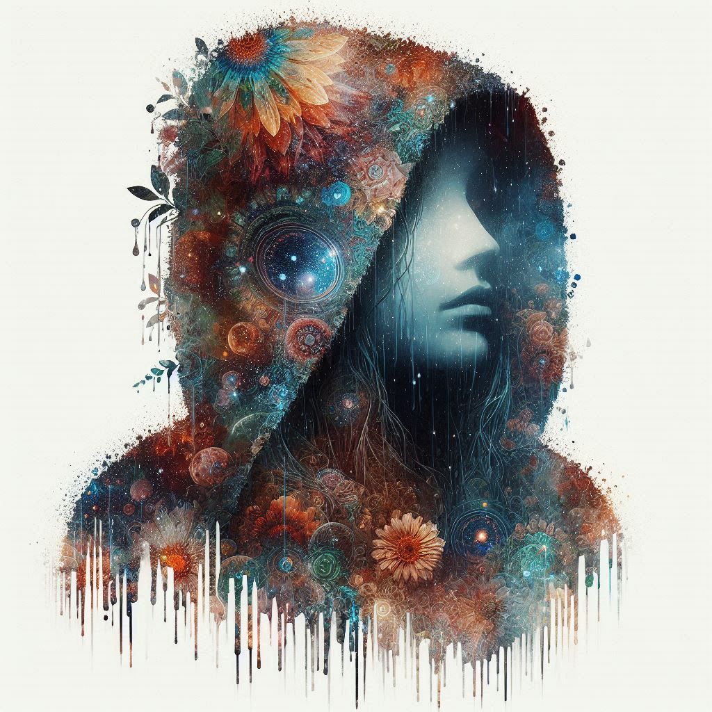 double exposure beautiful fantasy DALL-E 3 portrait landscap...