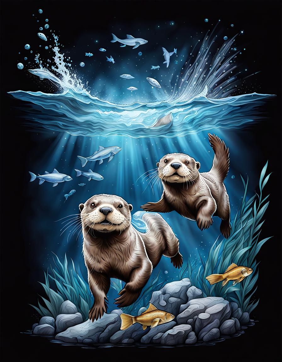 Fun loving otters  by @MacMikkola