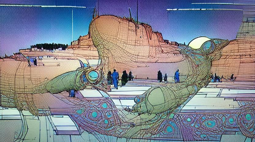 heaven city by jean giraud moebius don lawrence and  Stable Diffusion   OpenArt