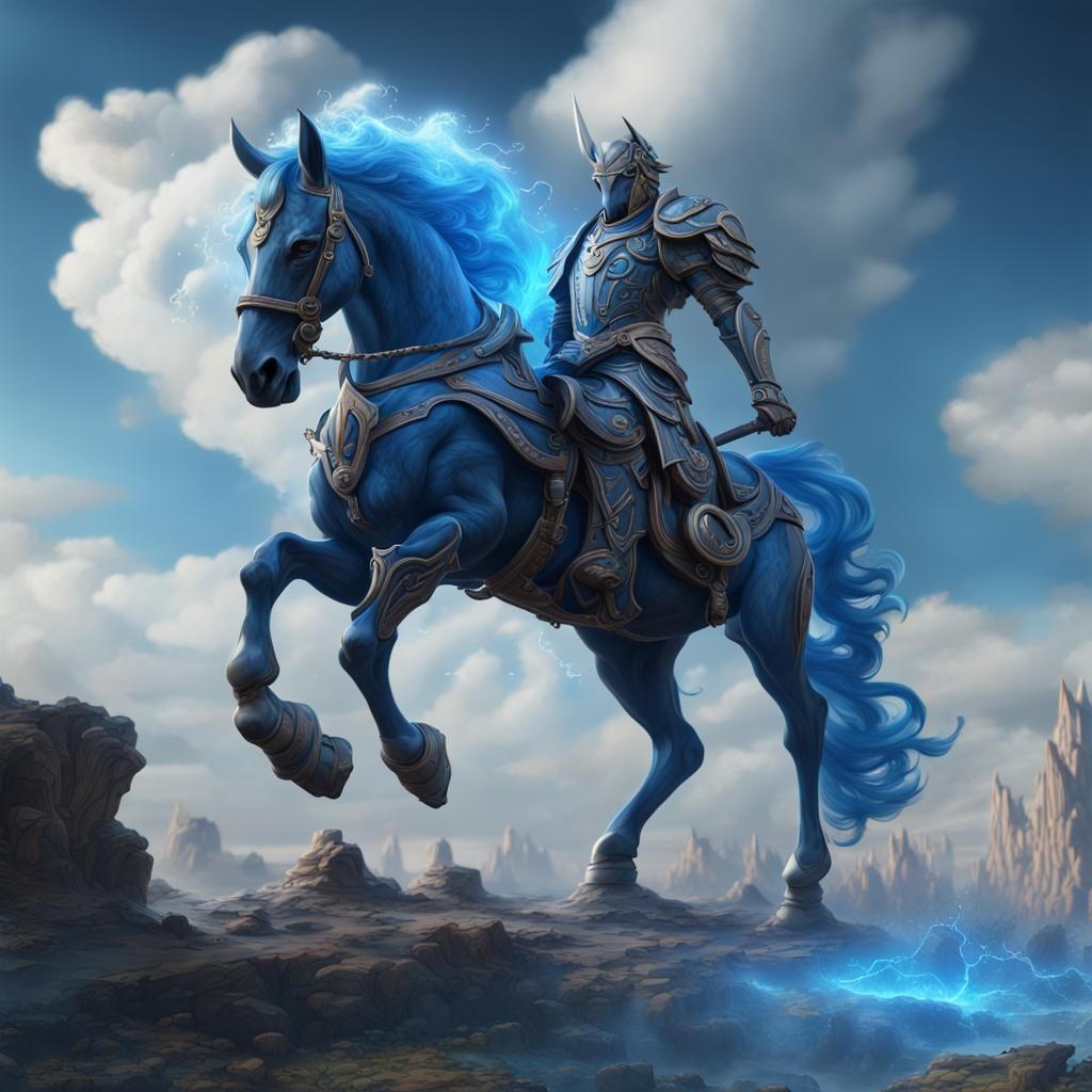 blue gem cloud warhorse - AI Generated Artwork - NightCafe Creator