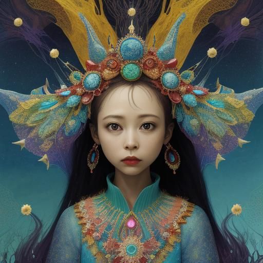 Oil on canvas, Colorful, Vivid, Sparkly, Scintillating, 8k resolution, Fractal, 3d, Bizarre, Lurid, Insane, Leaves, Hallucinatory, Psychede...