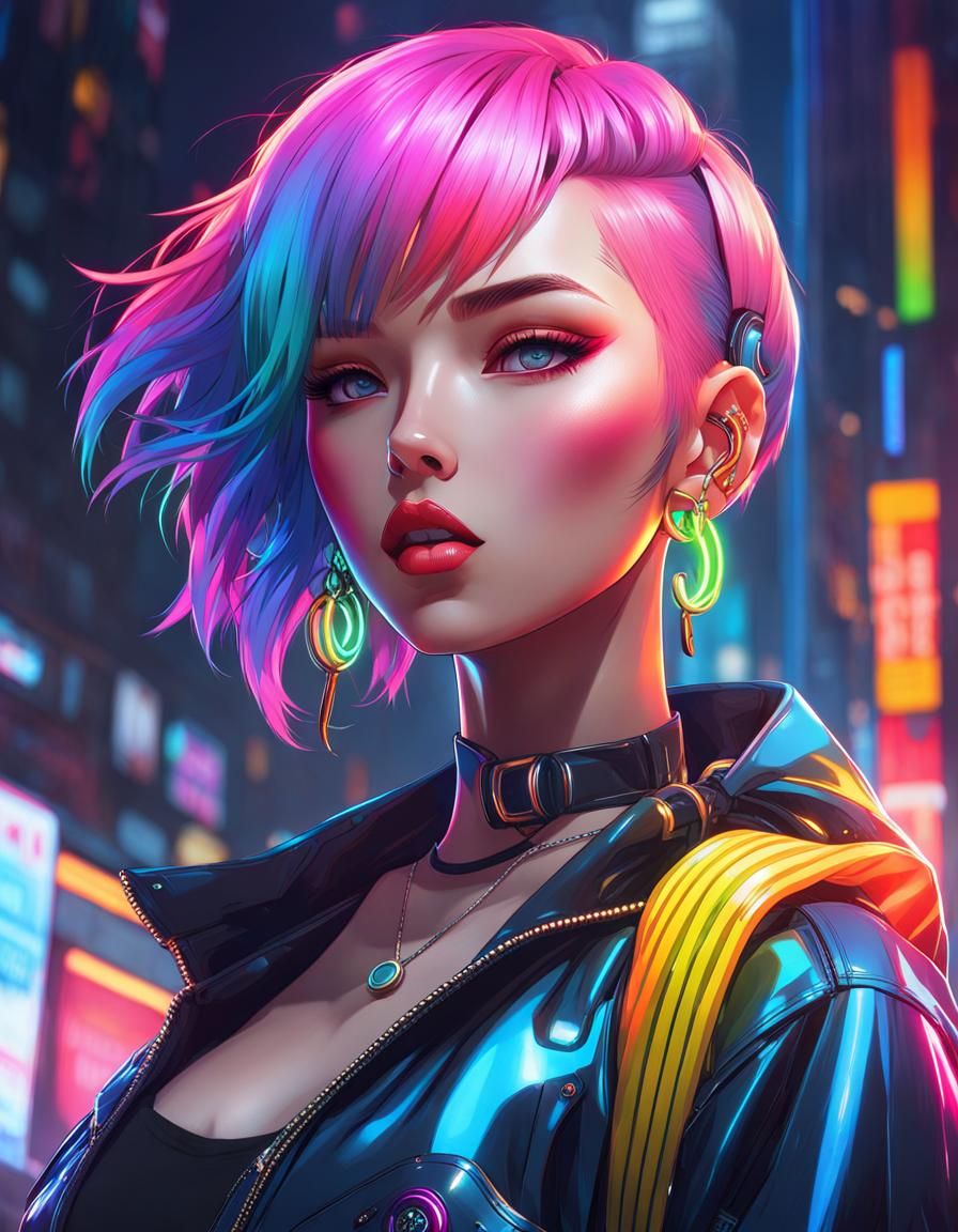 Cyberpunk anime girl - AI Generated Artwork - NightCafe Creator