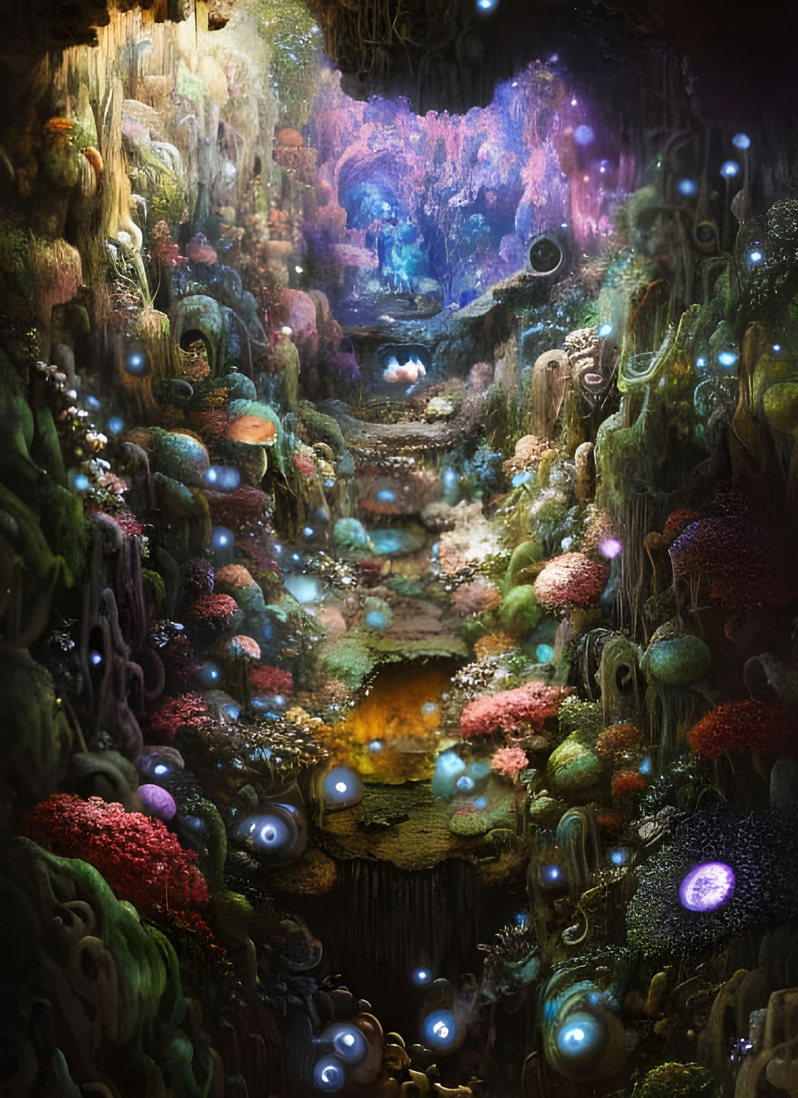 Bioluminescent cave  by @emmecola