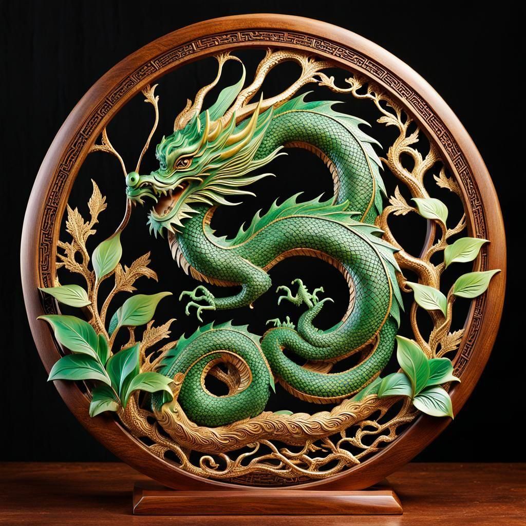 Wood Carved Chinese Dragon