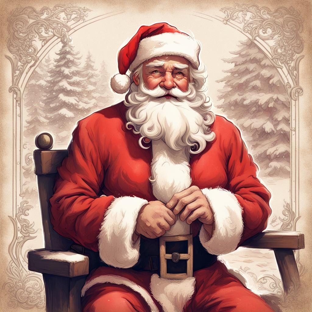 santa sketch - AI Generated Artwork - NightCafe Creator