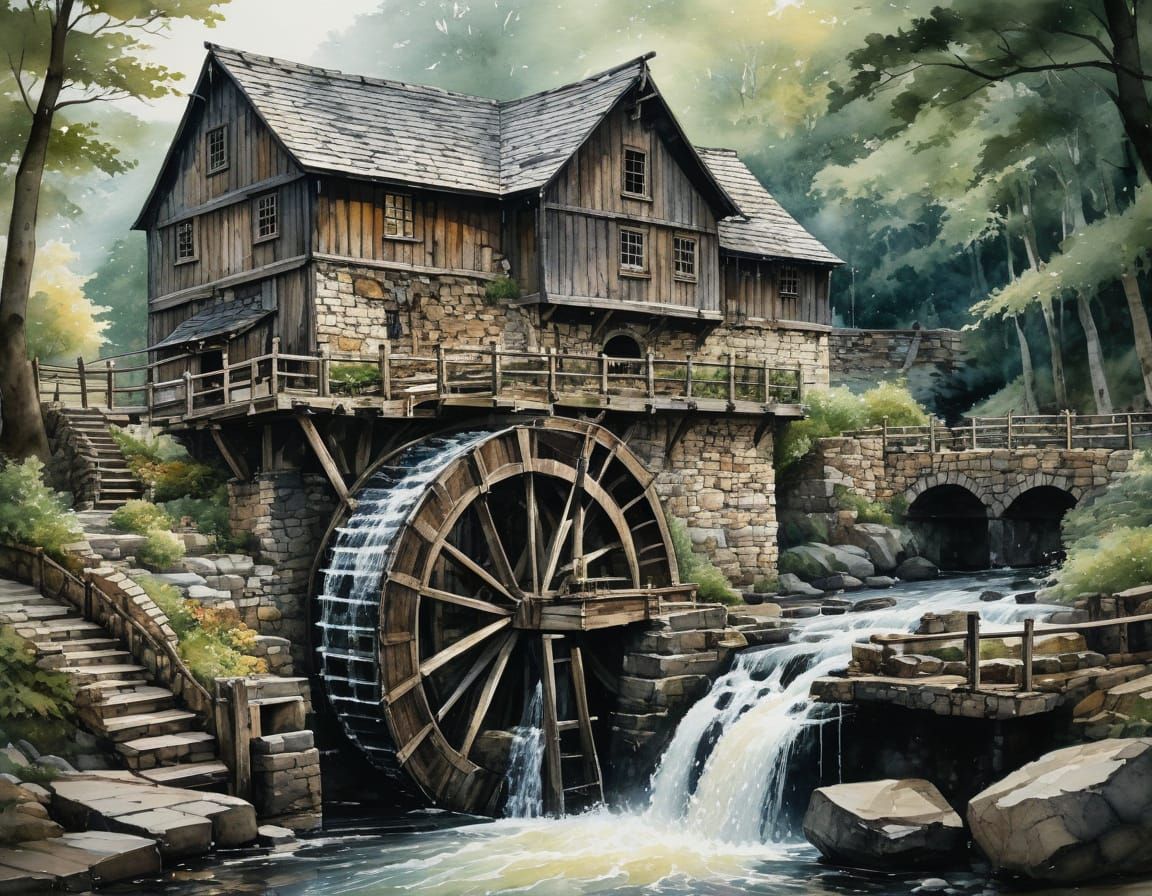 A traditional large wooden waterwheel   by @Missysmom