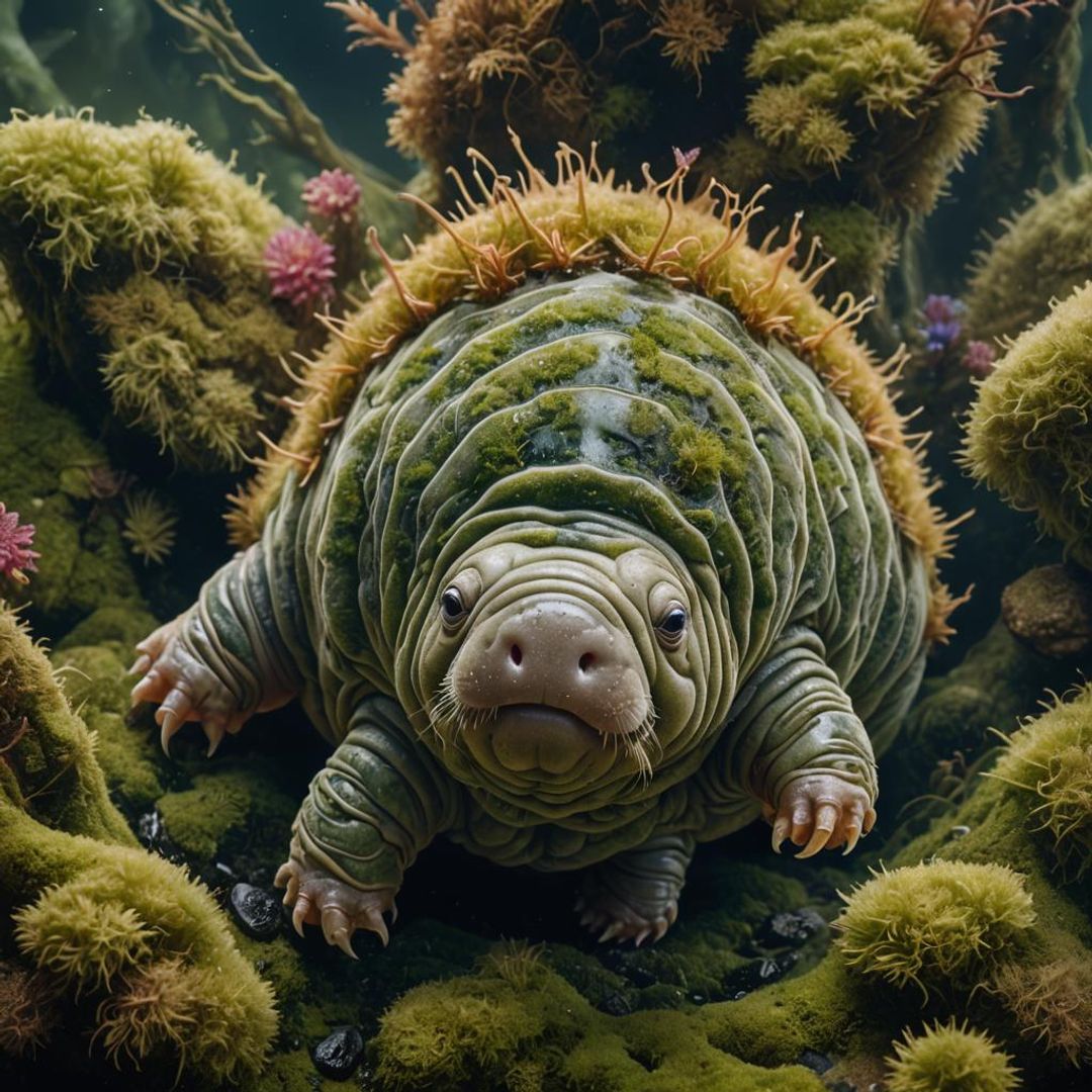 macro photography of a tardigrade in moss Hyperrealistic, splash art ...