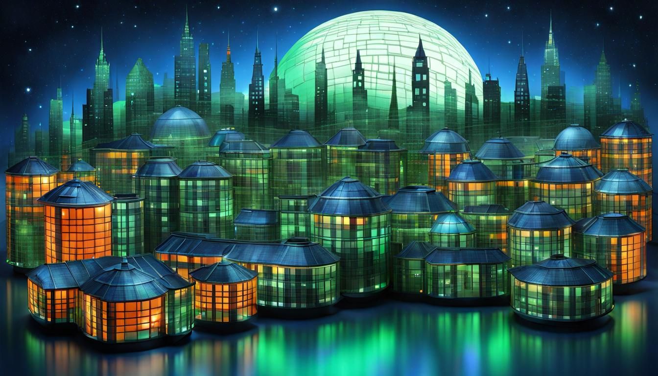 A space town decorated Tartan of blue, green and orange plai...