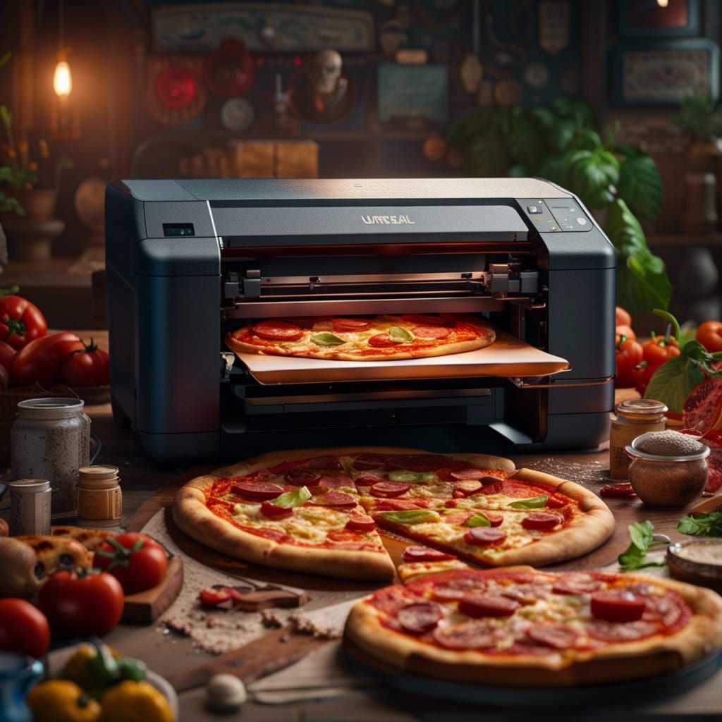 A printer that prints pizza  by @thelovingpainterseye
