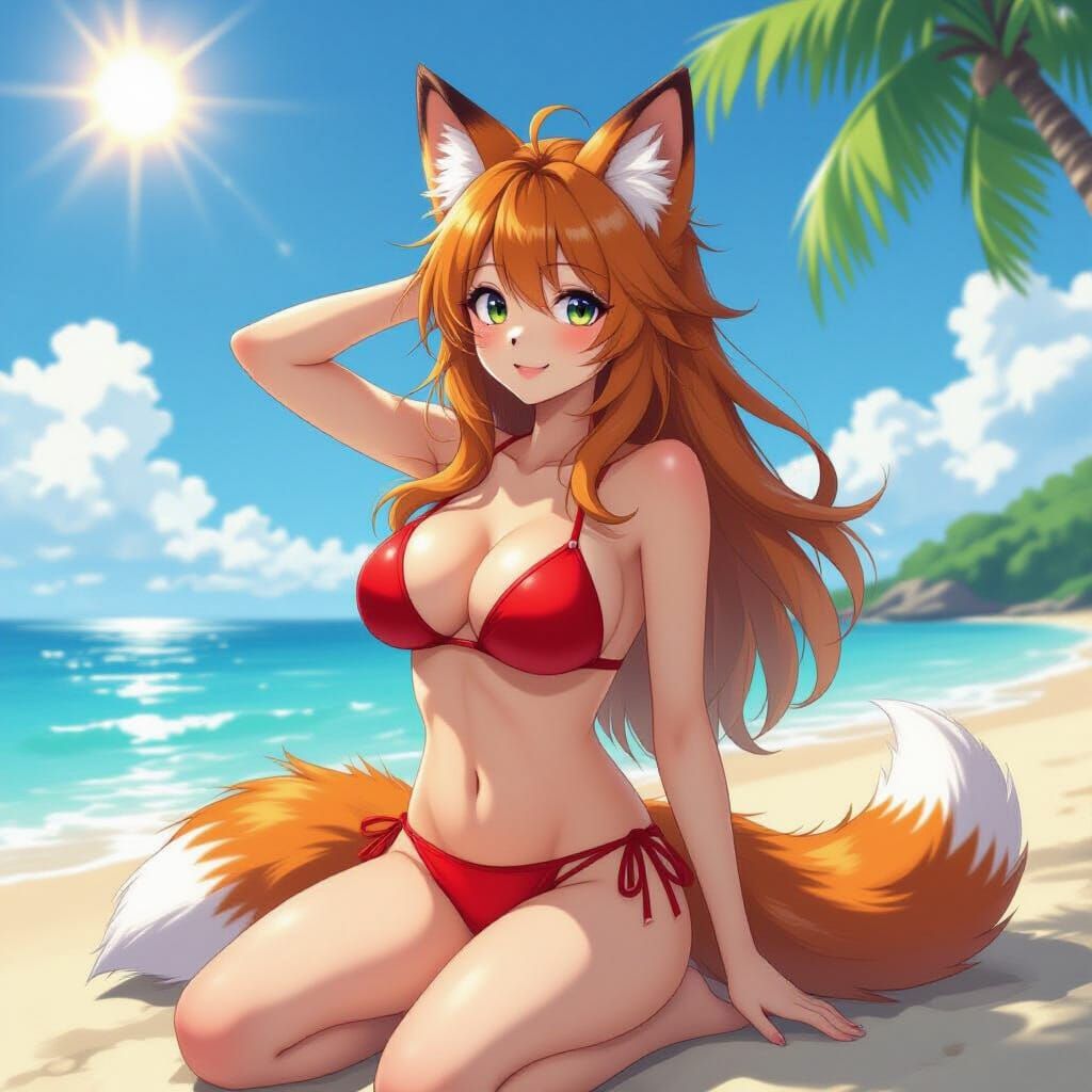 An adorable fox at the beach