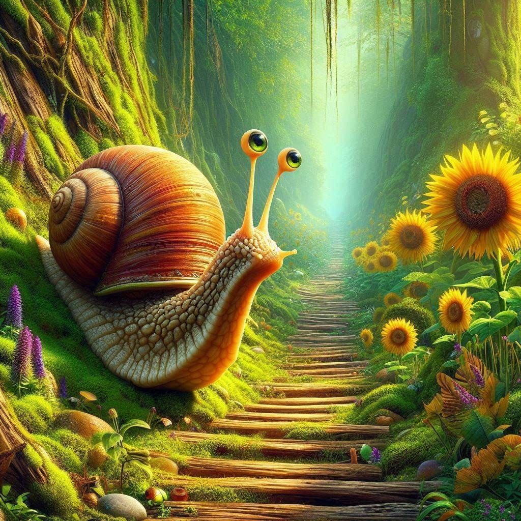 A snail takin' a detour