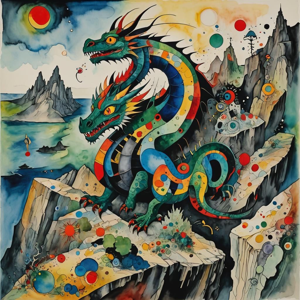 Two Heads, One Dragon on Cliffside