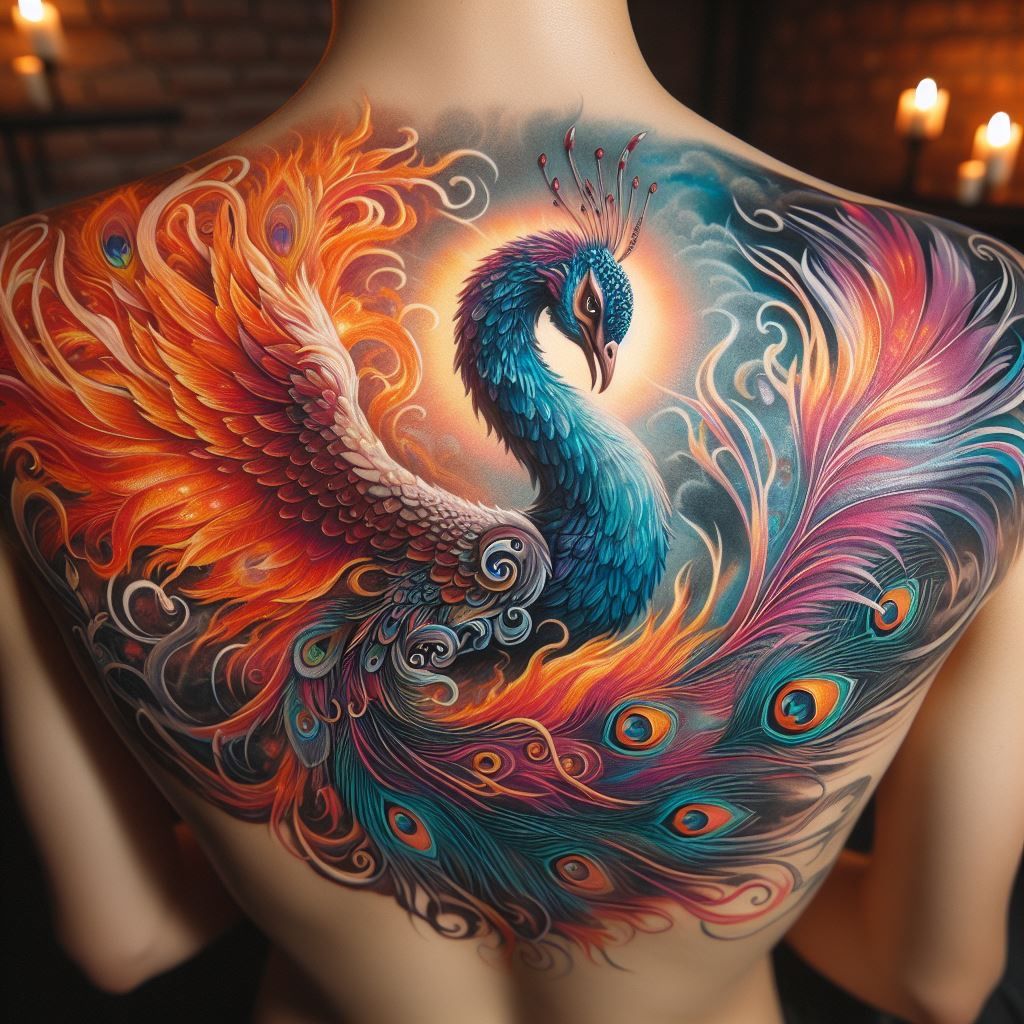 Peacock Phoenix Hybrid— Tattoos
