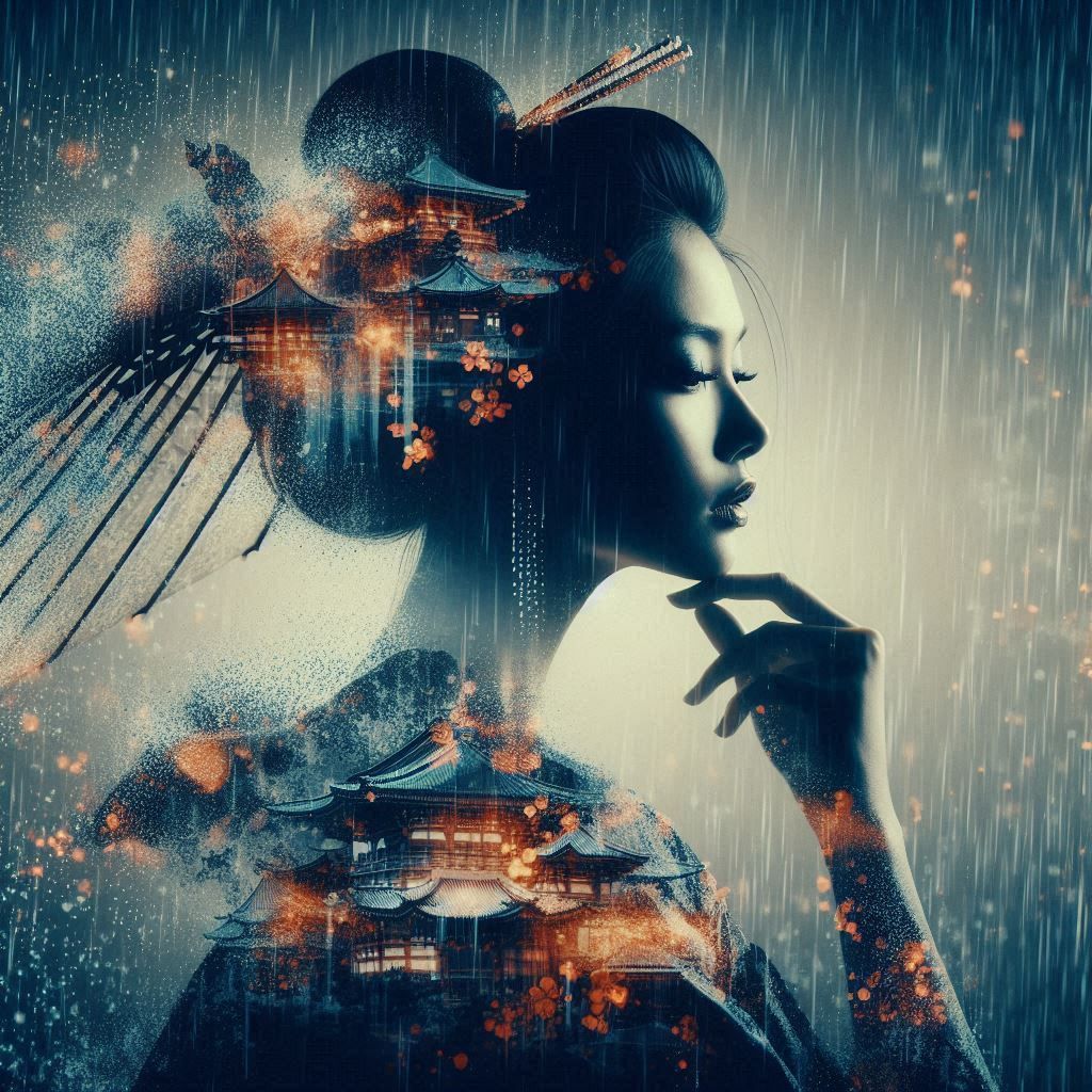 double exposure geisha