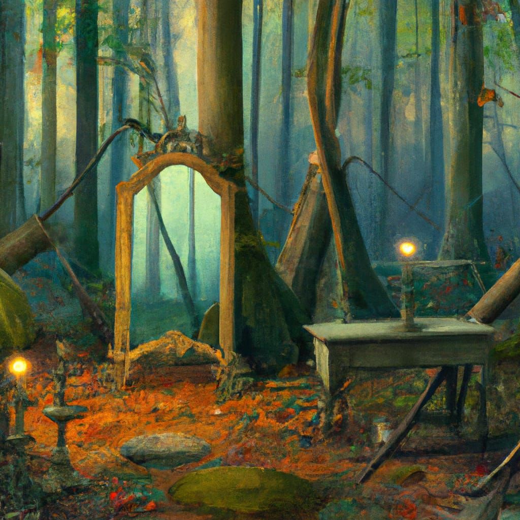 Fairytale mystical forest mirror room