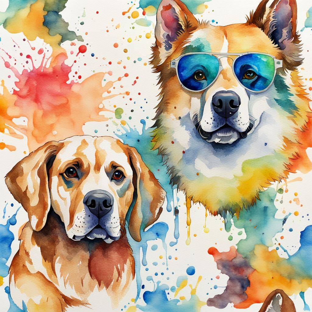 Duality style dog water color