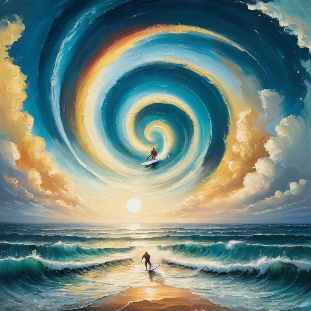 Surfers sur l'écume, l'Océan chante en vagues bleues