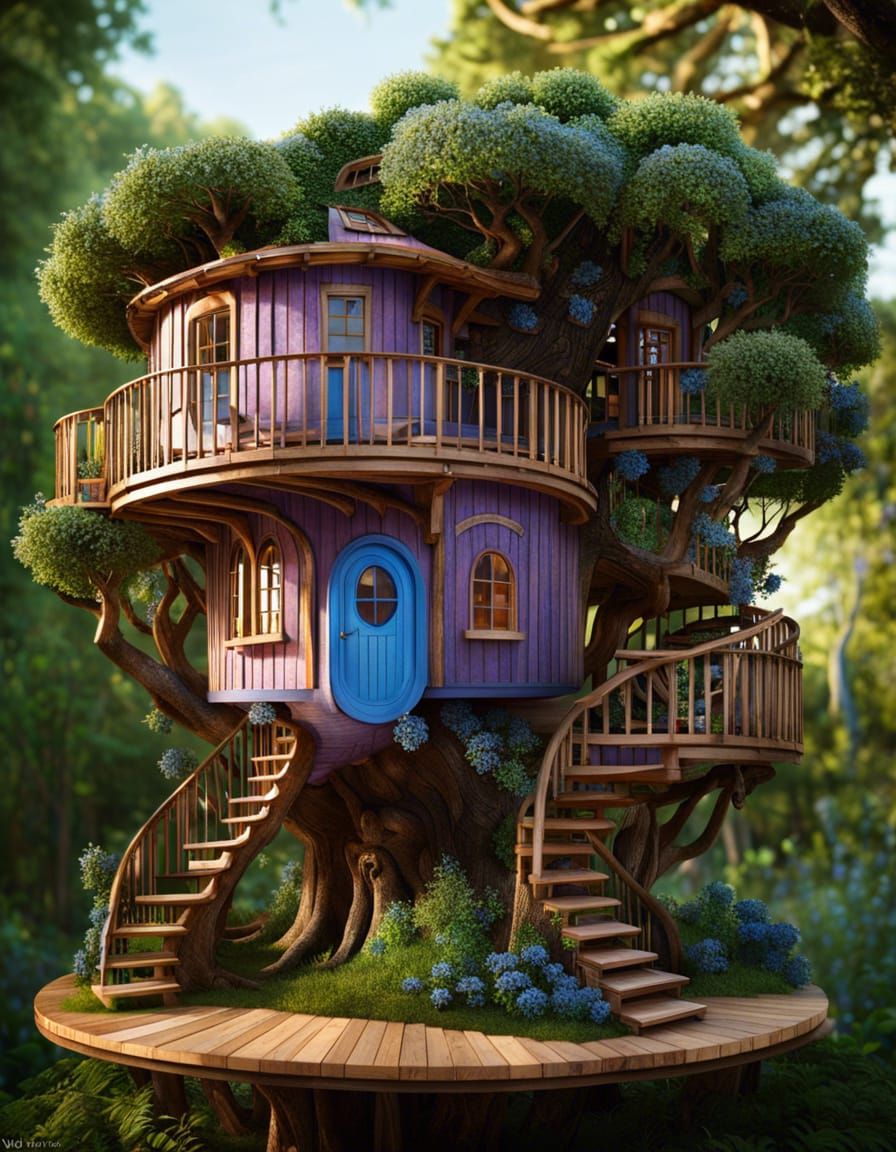 PurplePainted Treehouse AI Generated Artwork NightCafe Creator
