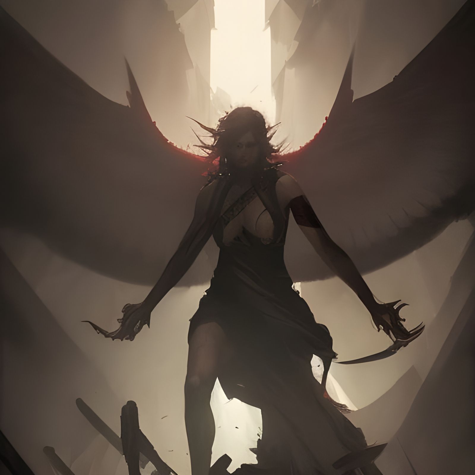 Demons in battle with angles