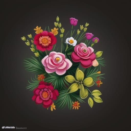Cute cartoon beautiful flowers, vintage cartoon style, drawi...