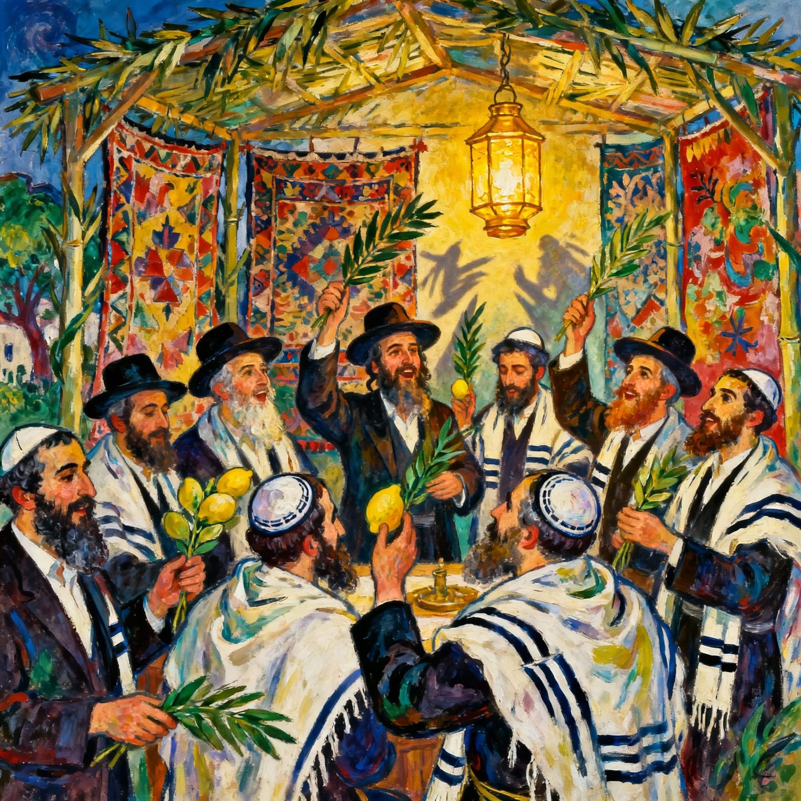 Haredi Men Celebrate Sukkot Shaking Lulavim