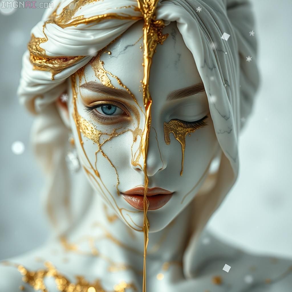 Gold and white marble